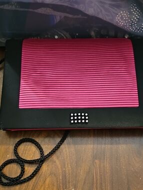 Women's Pink and Black Clutch Wristlet - Elegant Evening Bag